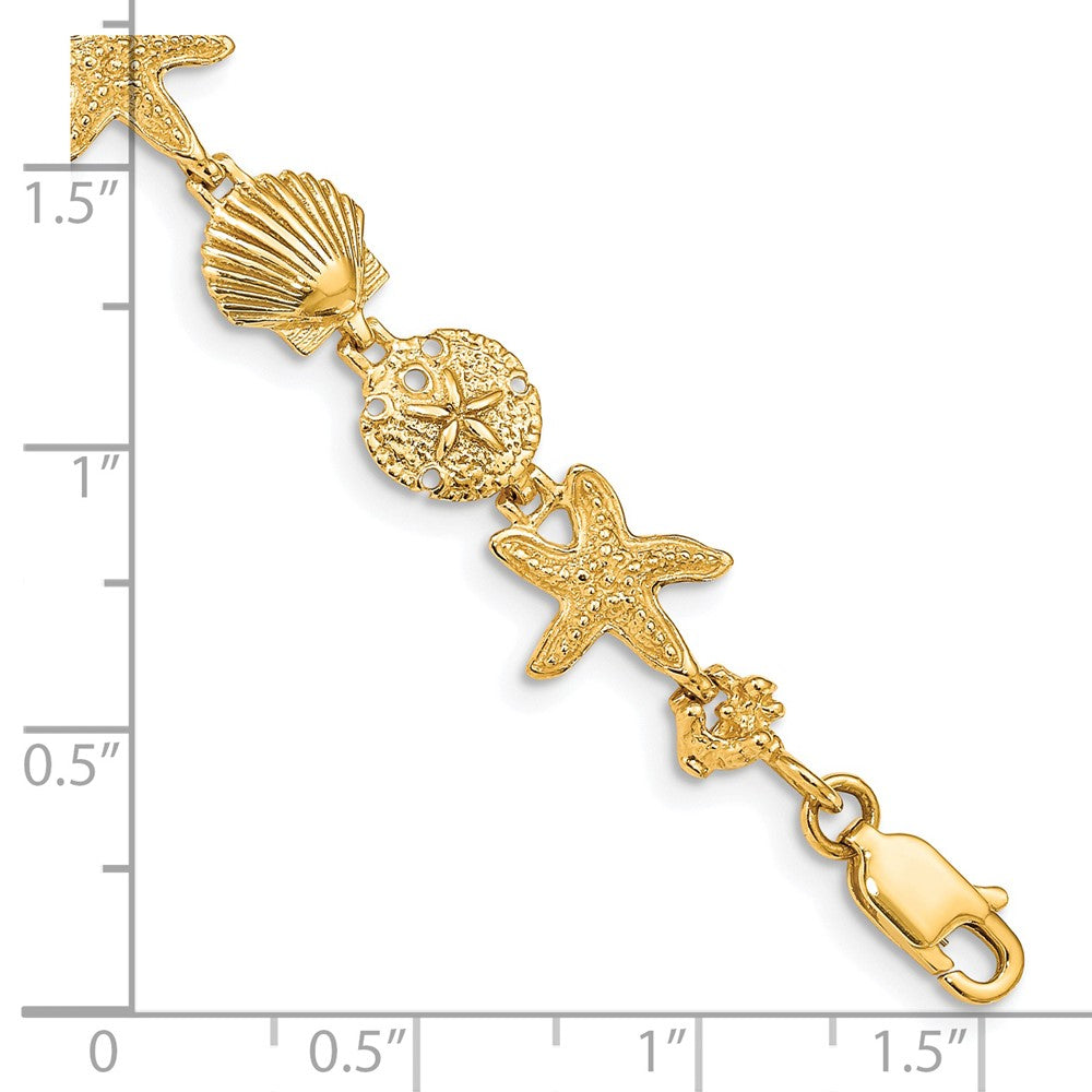 14k Yellow Gold 10 mm Seashell Theme Bracelet (7.48 grams)