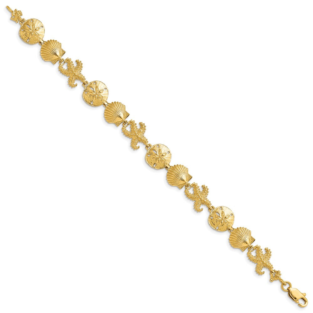 14k Yellow Gold 12 mm Seashell Theme Bracelet (9.43 grams)