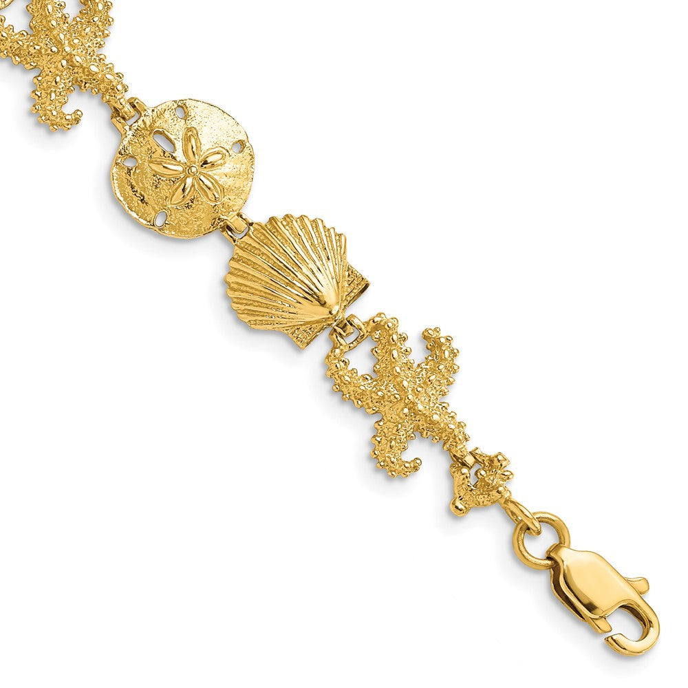 14k Yellow Gold 12 mm Seashell Theme Bracelet (9.43 grams)