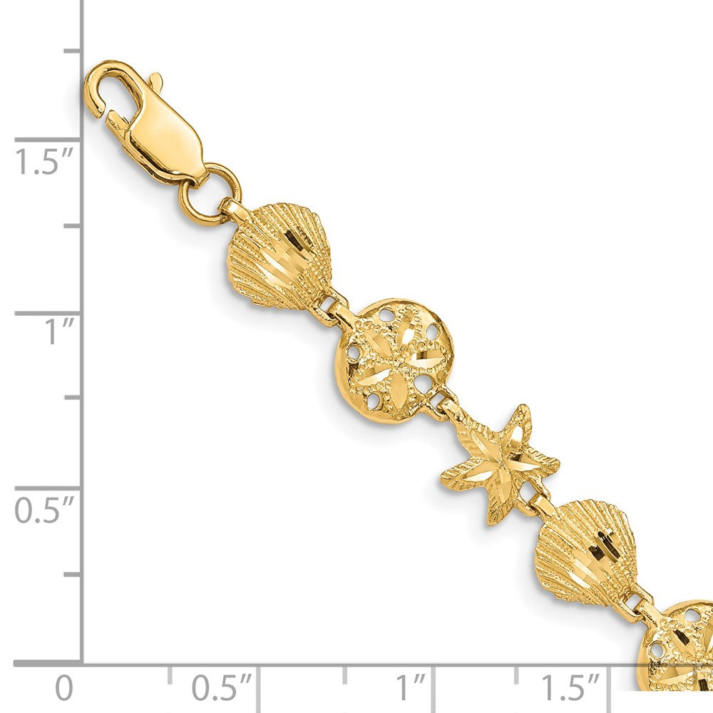 14k Yellow Gold 8.8 mm Sea Life Bracelet (6.6 grams)