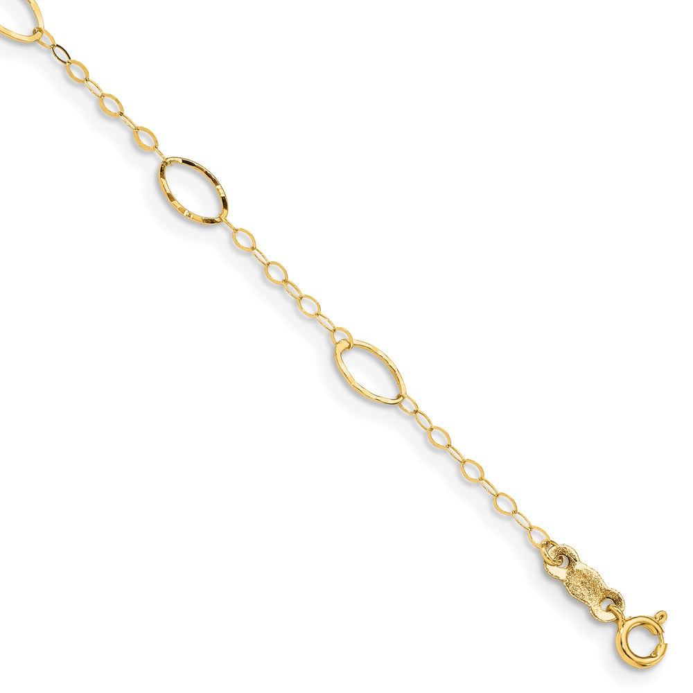 14k Yellow Gold 4 mm Oval Design Diamond-cut Bracelet (0.54 grams)