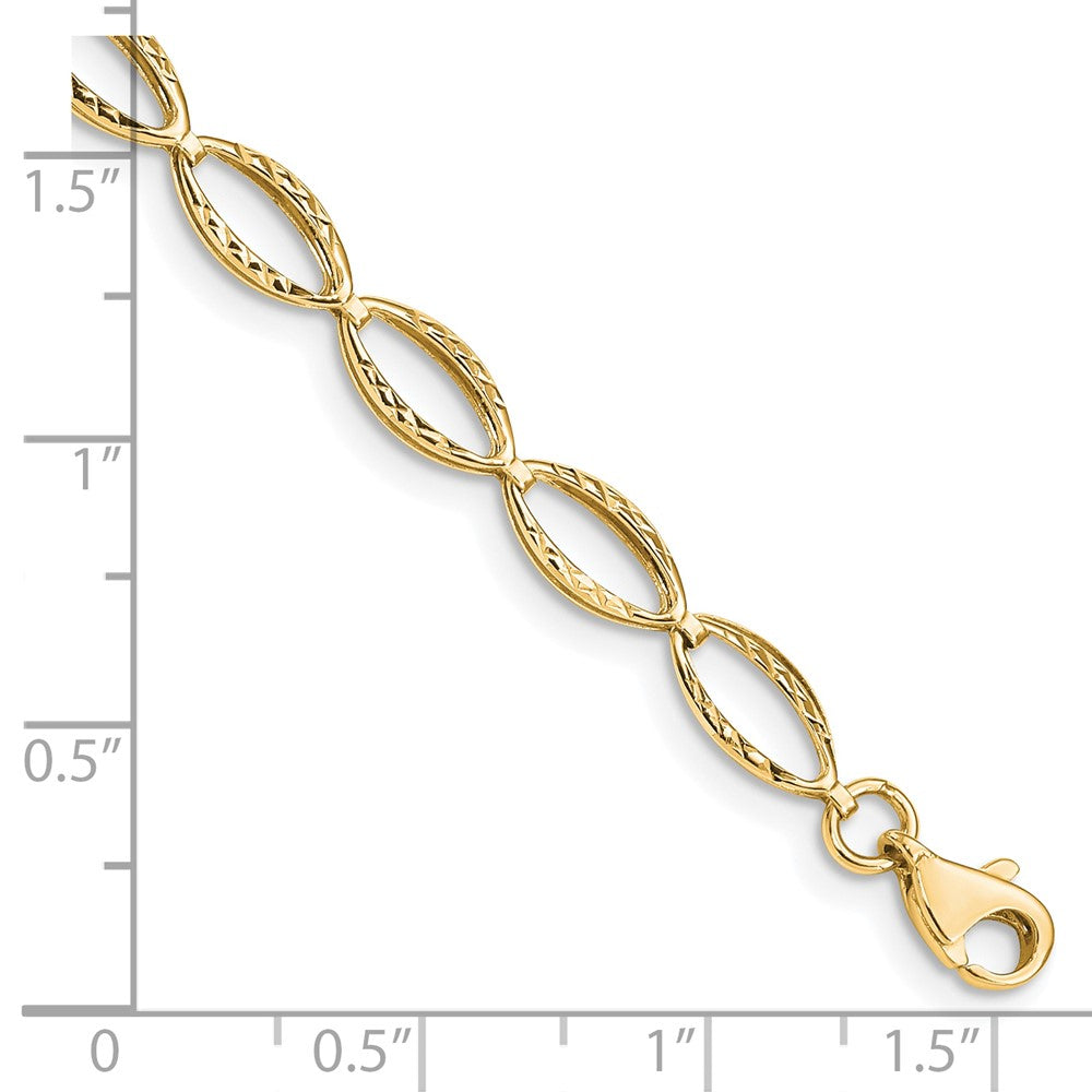 14k Yellow Gold 5 mm Polished Oval Link Bracelet (2.47 grams)