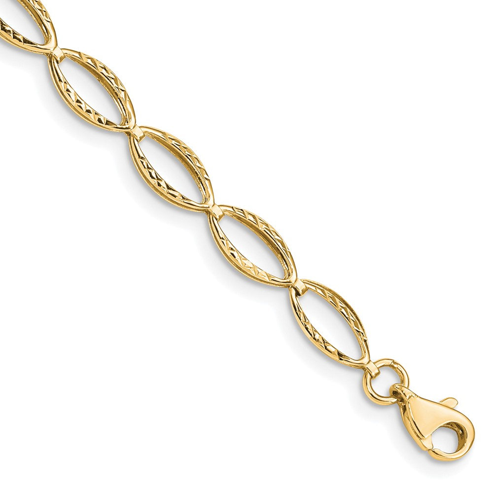 14k Yellow Gold 5 mm Polished Oval Link Bracelet (2.47 grams)