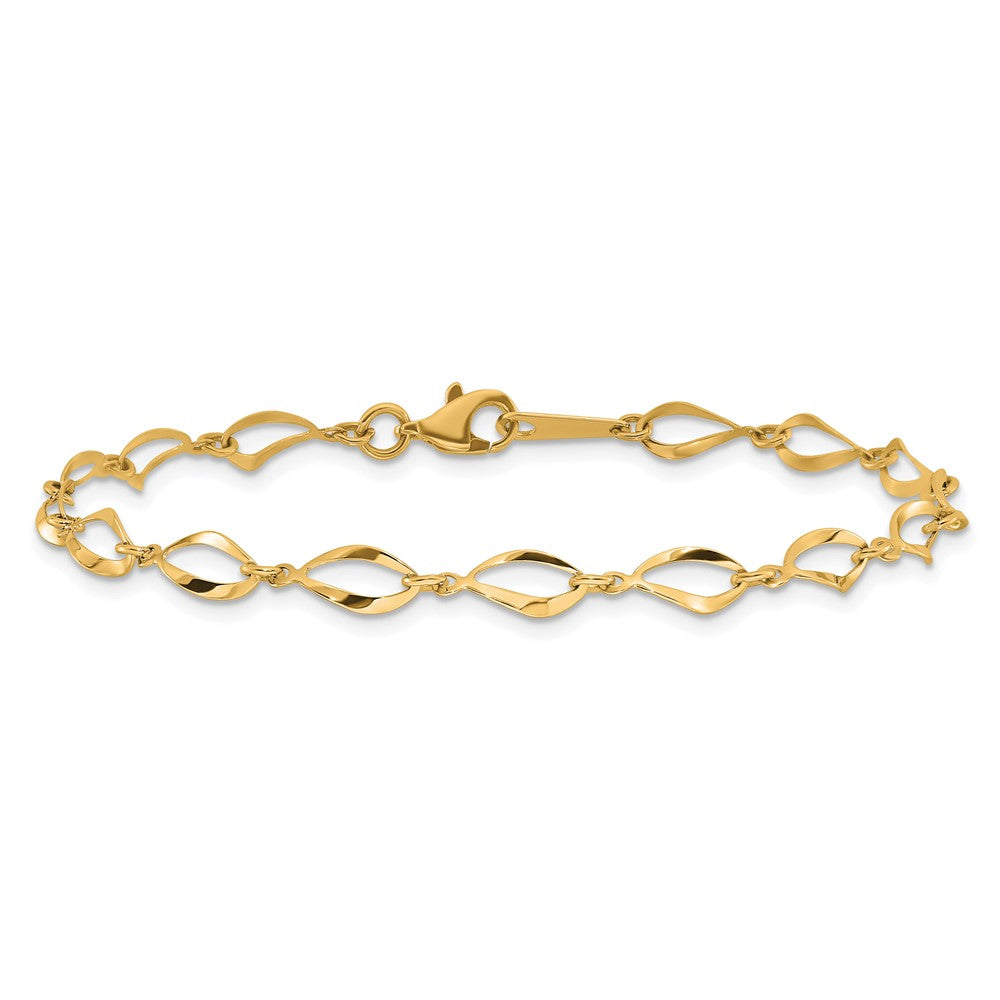 14k Yellow Gold 5 mm Polished Fancy Link Bracelet (1.98 grams)