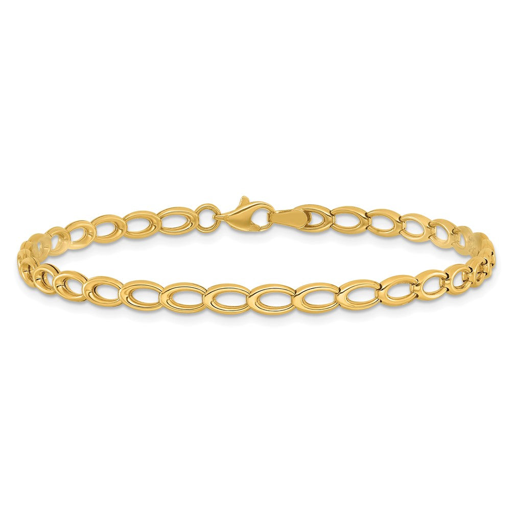 14k Yellow Gold 4 mm Gold Polished Open Link Bracelet (3.57 grams)