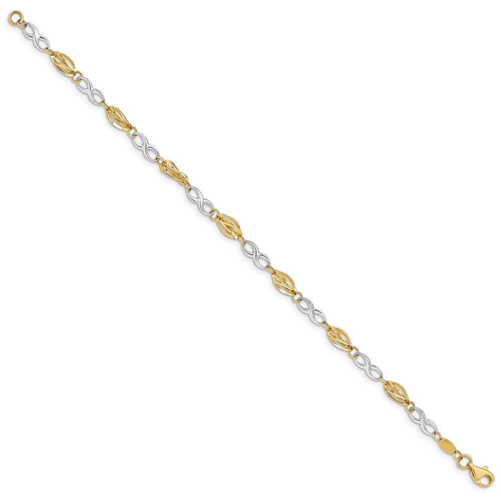 14k Two-tone 5 mm Polished Infinity Symbol in Bracelet (2.87 grams)