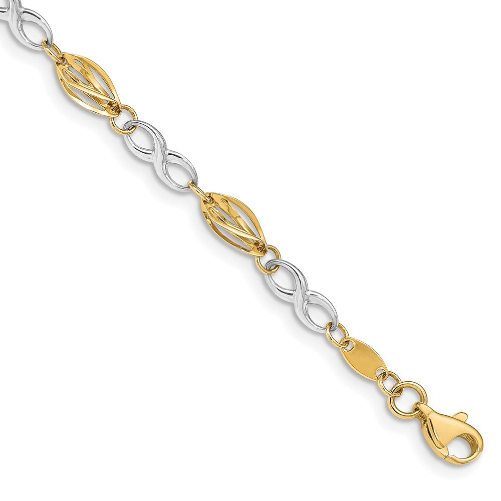 14k Two-tone 5 mm Polished Infinity Symbol in Bracelet (2.87 grams)