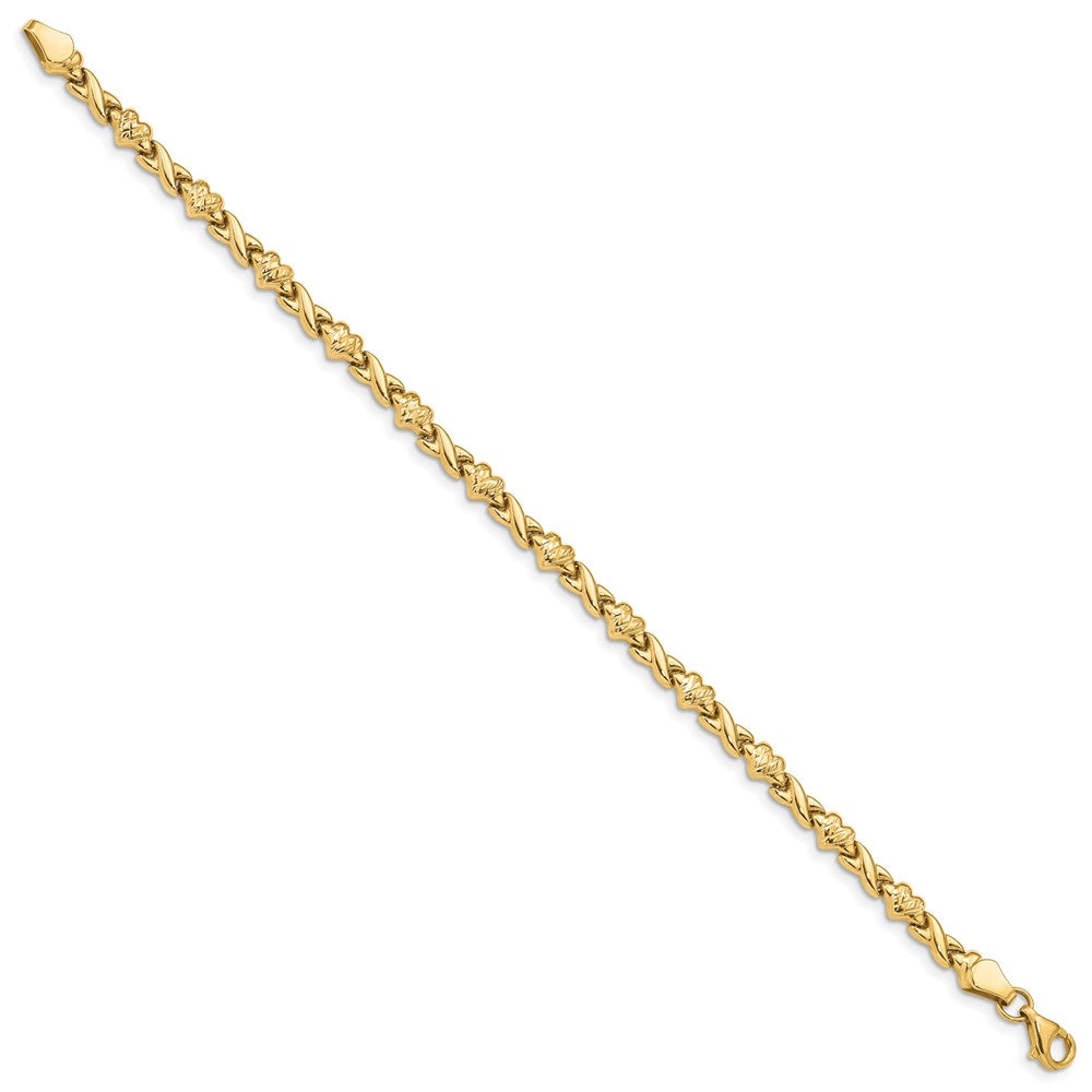 14k Yellow Gold 5 mm Polished D/C Heart in Bracelet