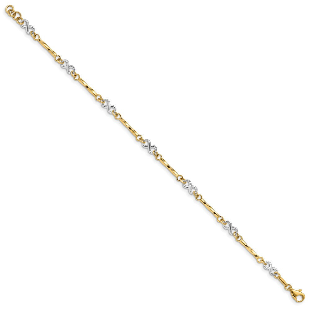 14k Two-tone 5 mm Fancy Link Bracelet (2.96 grams)