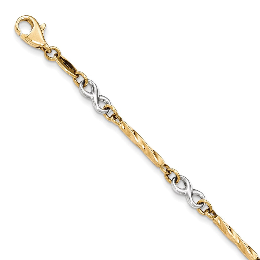 14k Two-tone 5 mm Fancy Link Bracelet (2.96 grams)