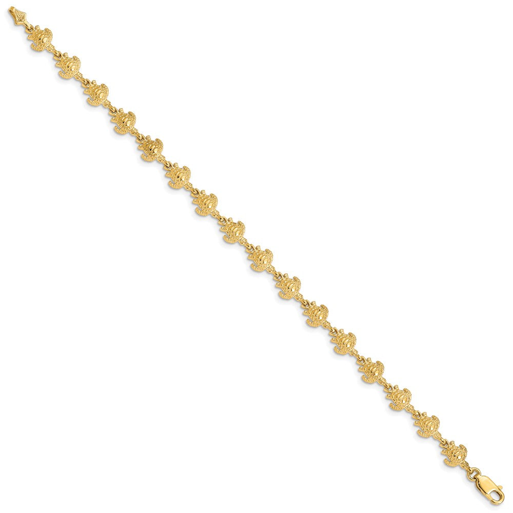 14k Yellow Gold 7 mm  Polished and Textured Turtle Bracelet