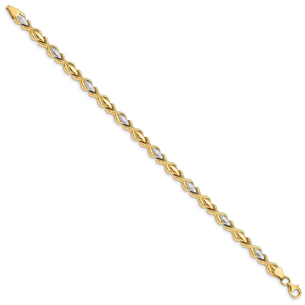 14k Yellow & Rhodium 5 mm  Link Bracelet