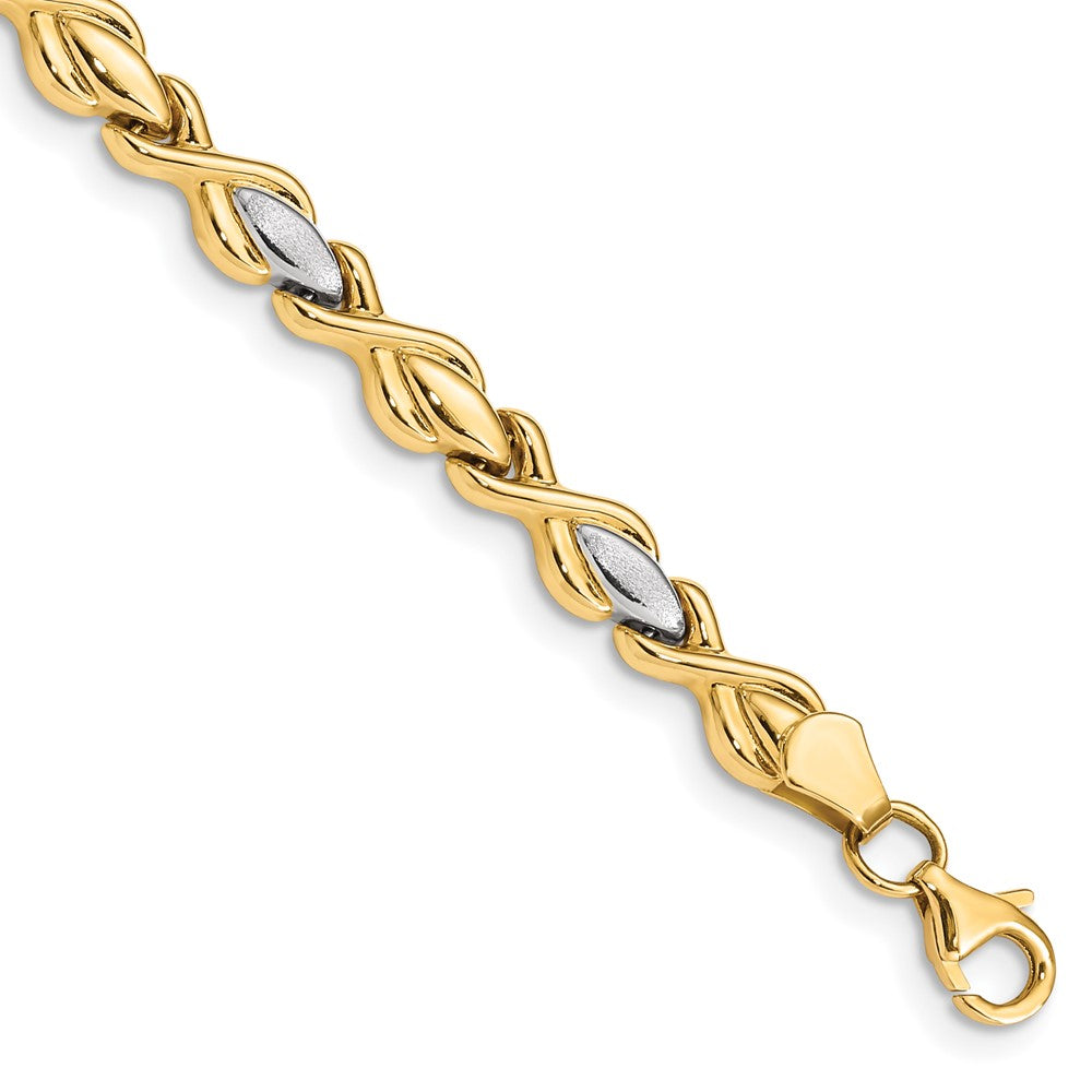 14k Yellow & Rhodium 5 mm  Link Bracelet