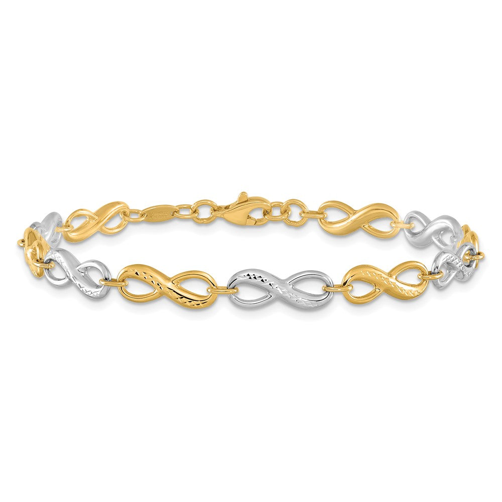 14k Two-tone 5 mm Infinity Symbol Bracelet (3.9 grams)