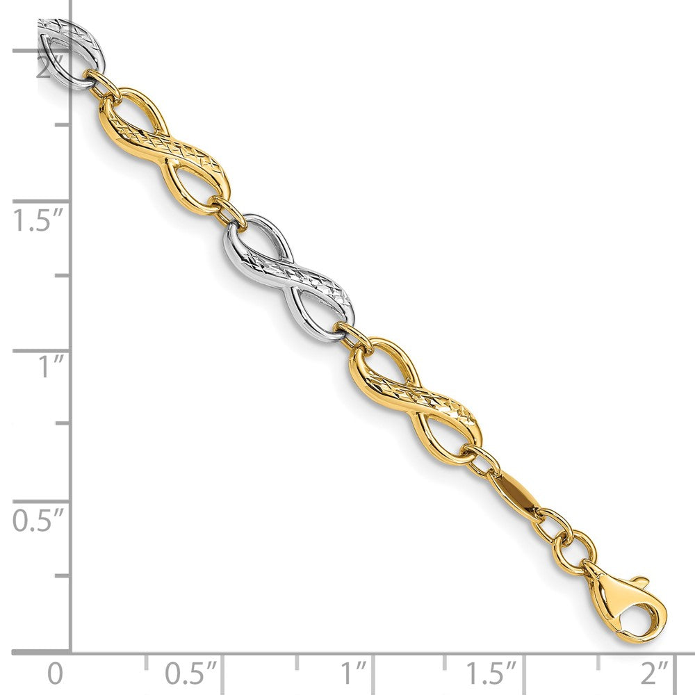 14k Two-tone 5 mm Infinity Symbol Bracelet (3.9 grams)