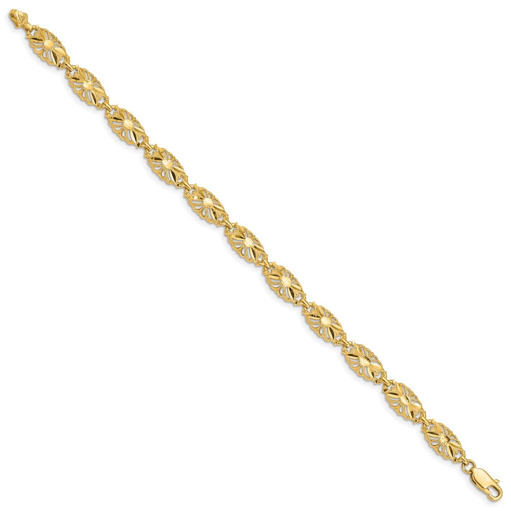 14k Yellow Gold 7 mm Diamond-Cut Bracelet (5.07 grams)