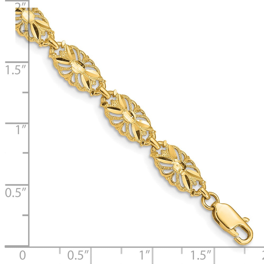 14k Yellow Gold 7 mm Diamond-Cut Bracelet (5.07 grams)