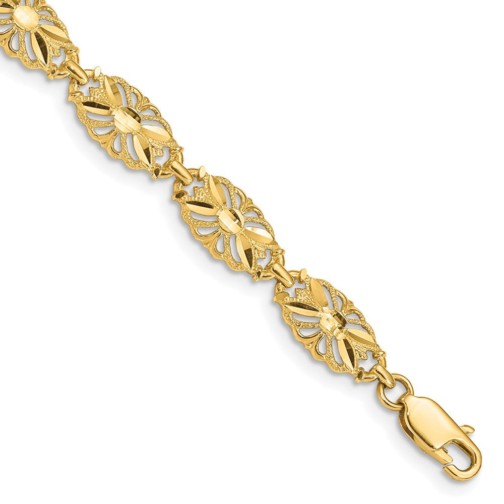 14k Yellow Gold 7 mm Diamond-Cut Bracelet (5.07 grams)