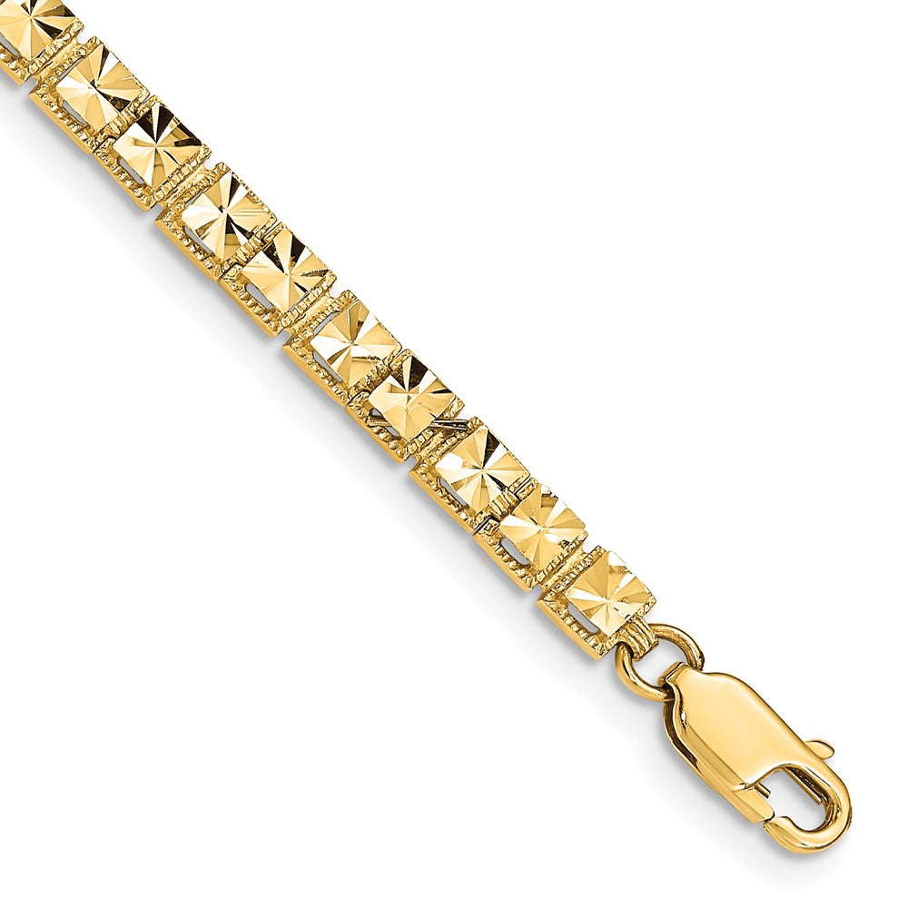 14k Yellow Gold 4 mm Diamond-Cut Bracelet (6.45 grams)