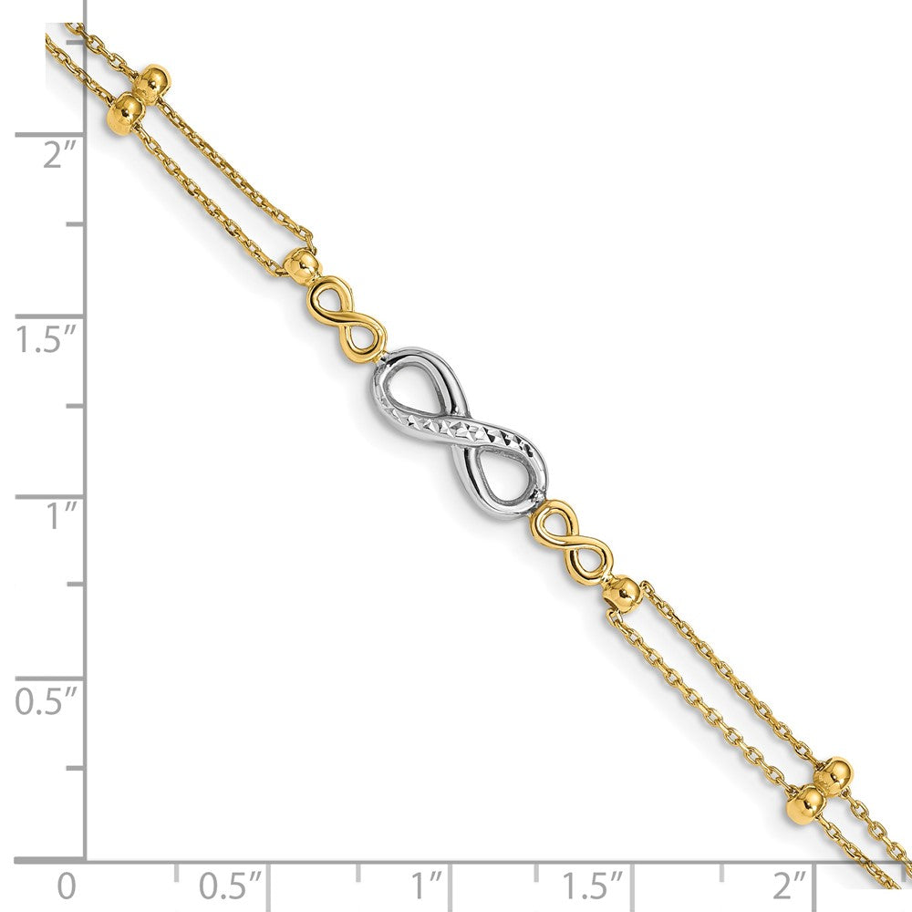 14k Two-tone 6 mm Polished D/C Multi-Strand Infinity Bracelet