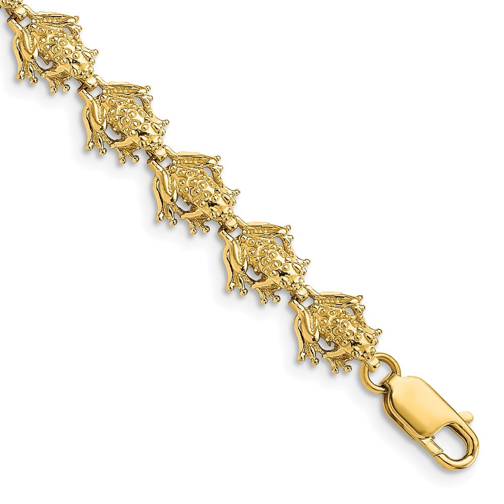 14k Yellow Gold 8.4 mm Frog Bracelet (11.31 grams)