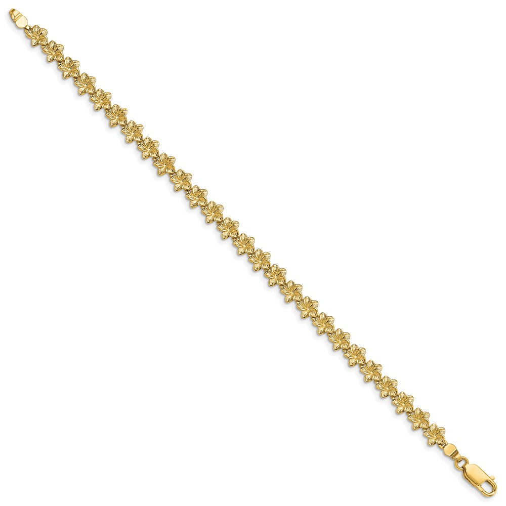 14k Yellow Gold 6.2 mm Plumeria Flower Bracelet (7.53 grams)