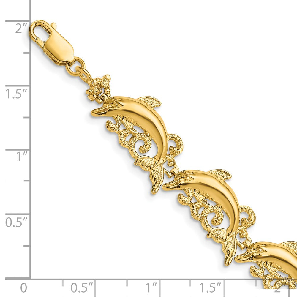 14k Yellow Gold 11.35 mm Dolphin Bracelet (12.32 grams)