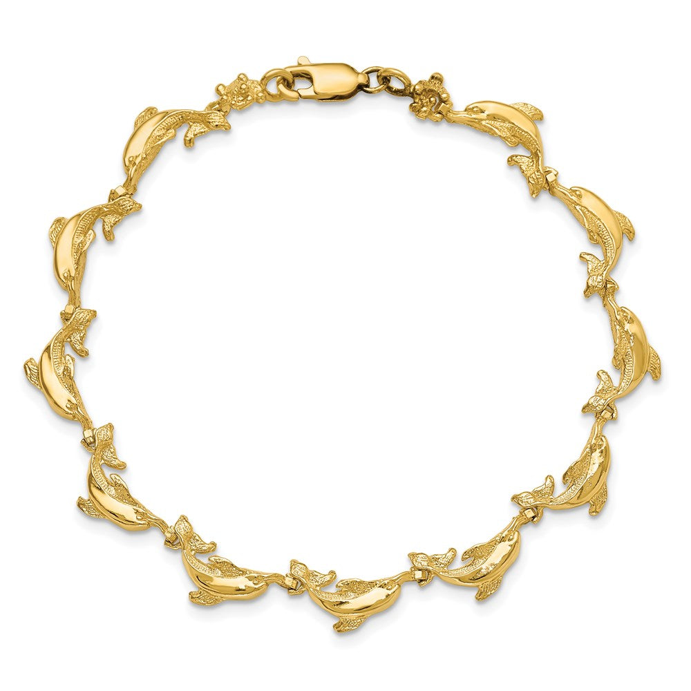 14k Yellow Gold 5.31 mm Dolphin Bracelet (7.2 grams)