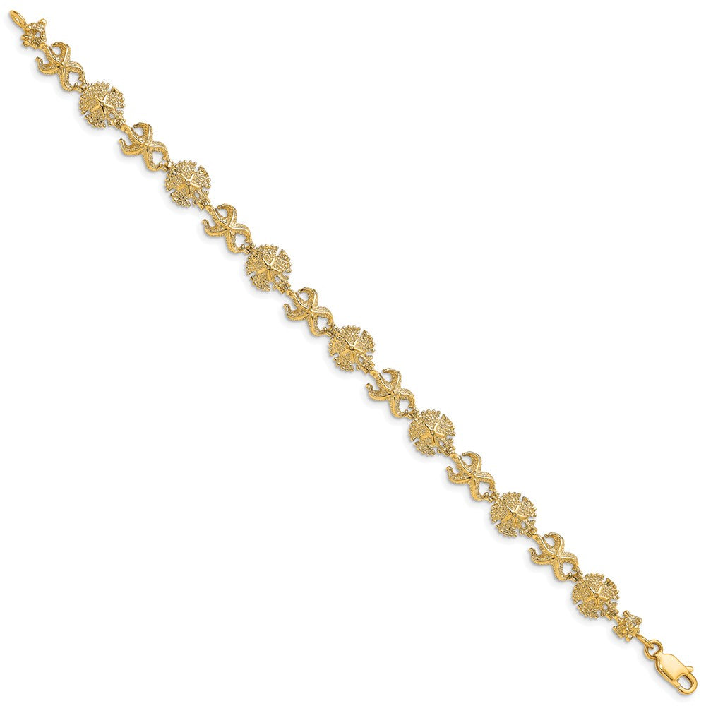 14k Yellow Gold 8.35 mm Starfish /Sand Dollar Bracelet (7.9 grams)