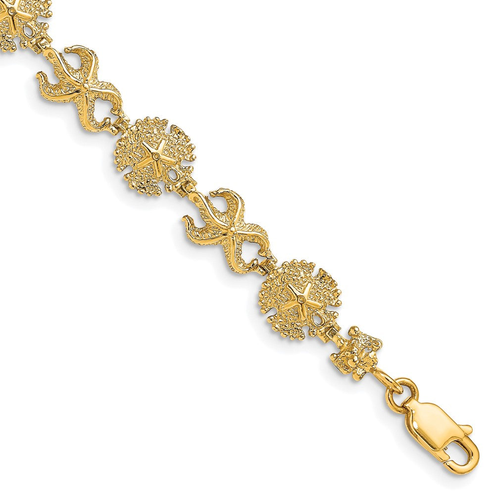 14k Yellow Gold 8.35 mm Starfish /Sand Dollar Bracelet (7.9 grams)