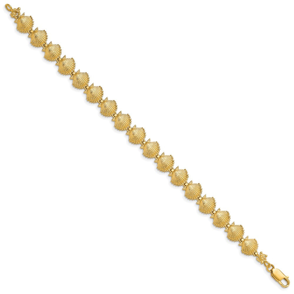 14k Yellow Gold 8.8 mm Scallop Shell Bracelet (8.79 grams)