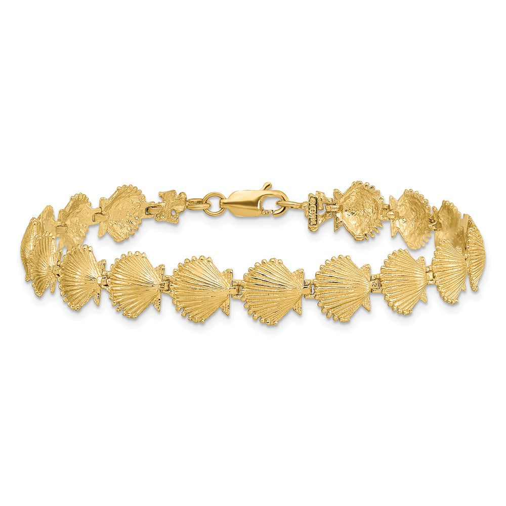 14k Yellow Gold 8.8 mm Scallop Shell Bracelet (8.79 grams)