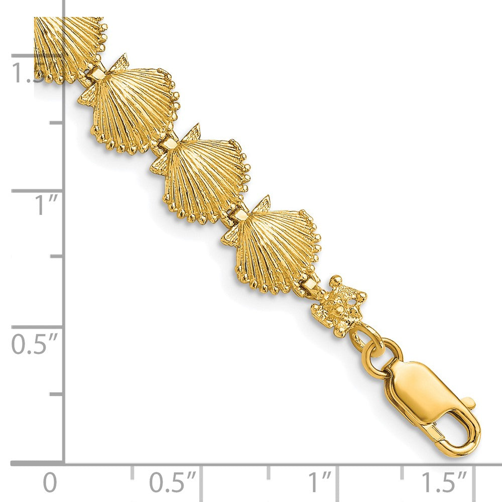 14k Yellow Gold 8.8 mm Scallop Shell Bracelet (8.79 grams)