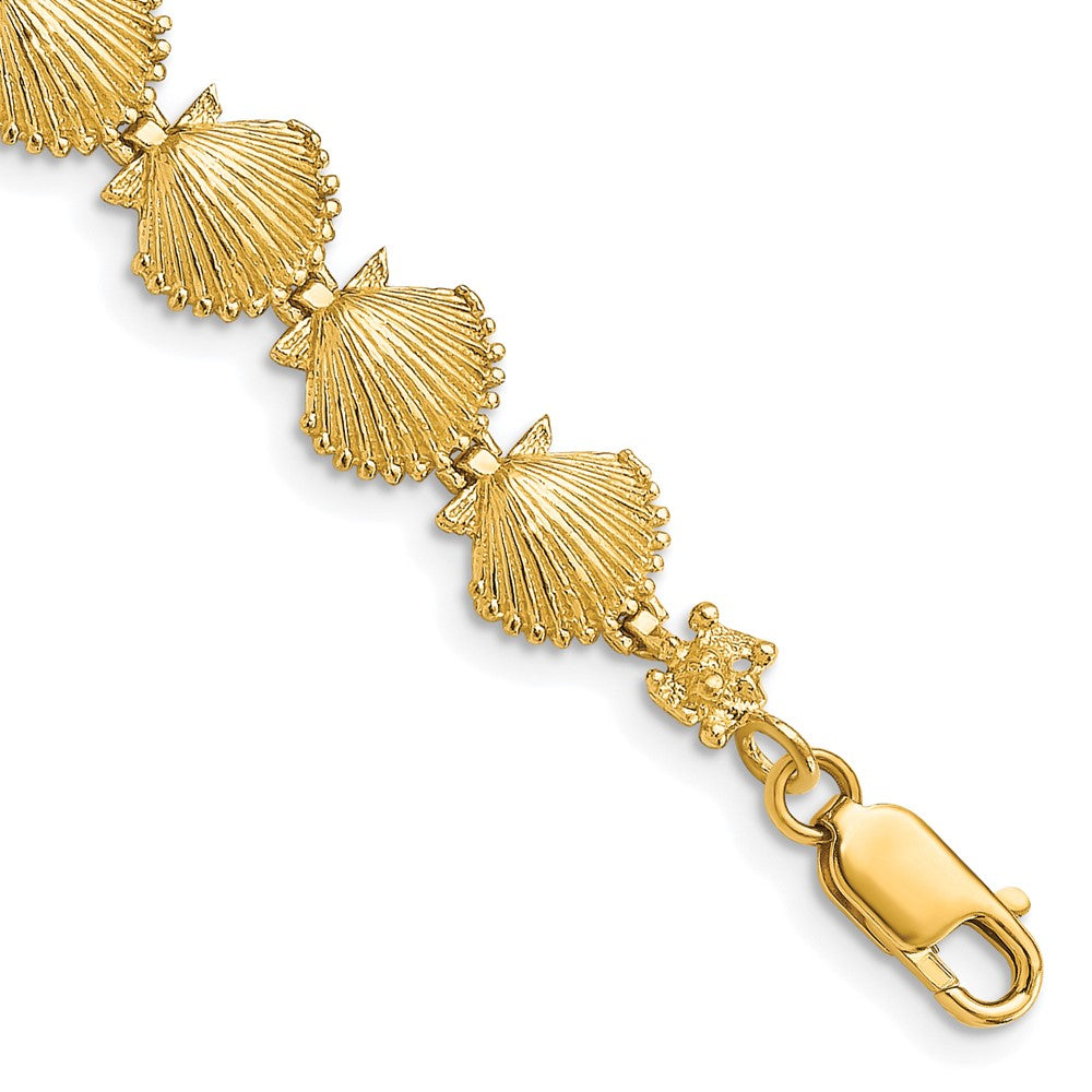 14k Yellow Gold 8.8 mm Scallop Shell Bracelet (8.79 grams)