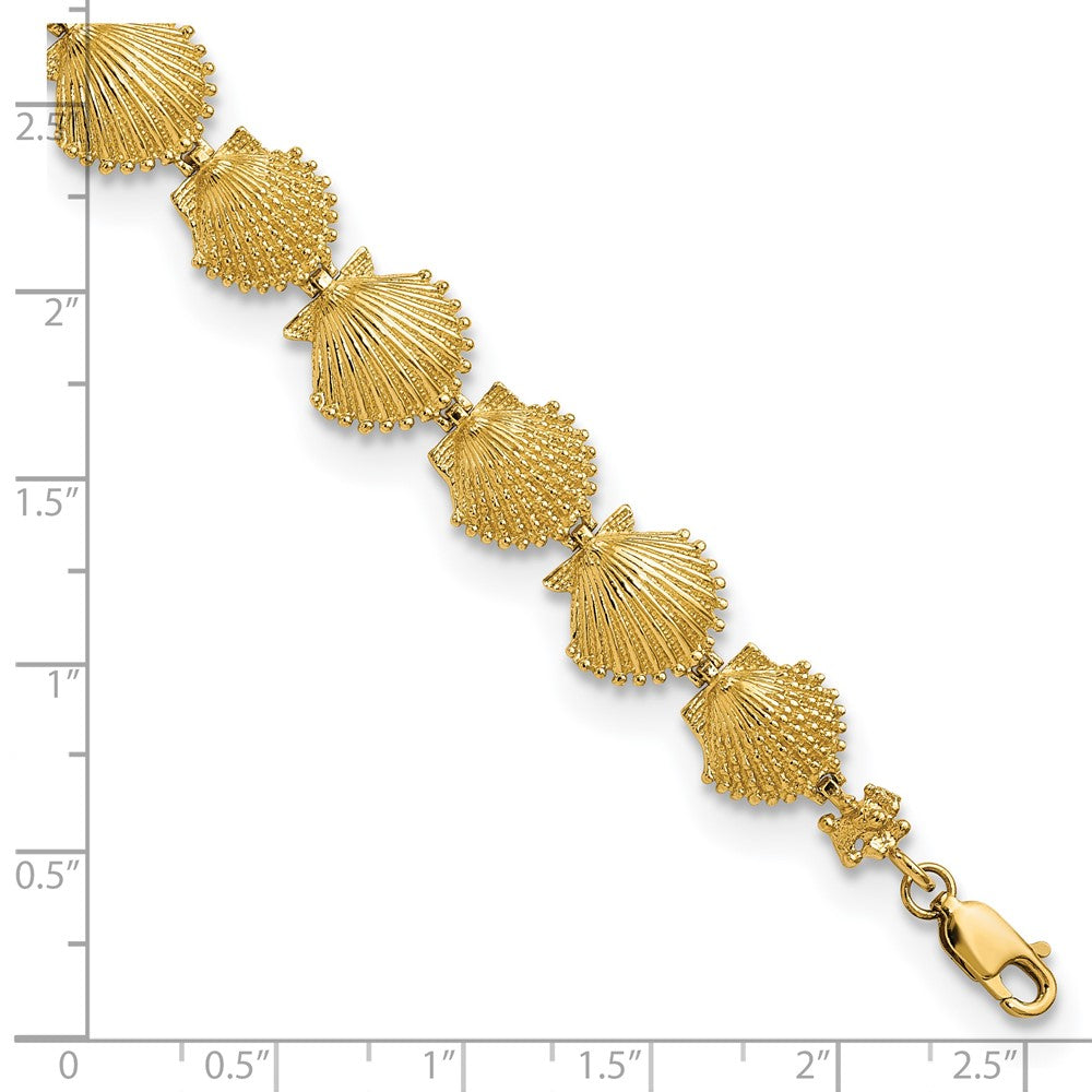 14k Yellow Gold 10.8 mm Textured Shells in Bracelet (11.36 grams)