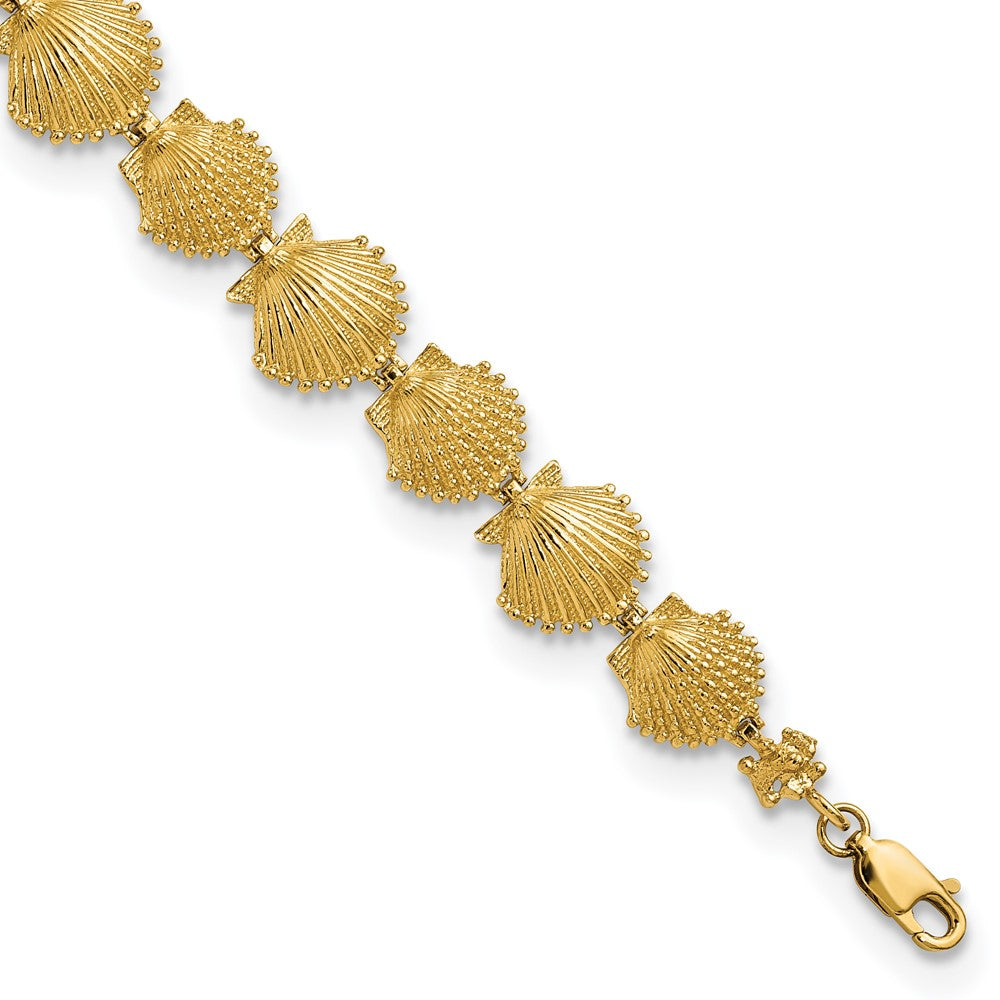 14k Yellow Gold 10.8 mm Textured Shells in Bracelet (11.36 grams)