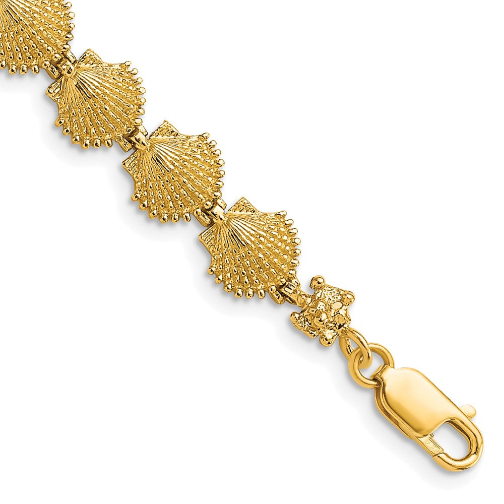 14k Yellow Gold 8.1 mm Scallop Shell Bracelet (7.73 grams)