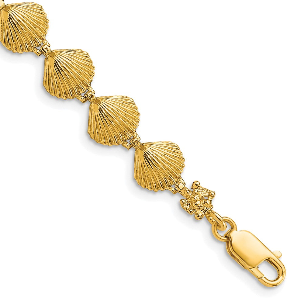 14k Yellow Gold 8.1 mm Scallop Shell Bracelet (8.87 grams)