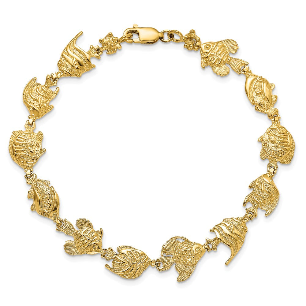 14k Yellow Gold 11.16 mm Fish Bracelet (8.91 grams)