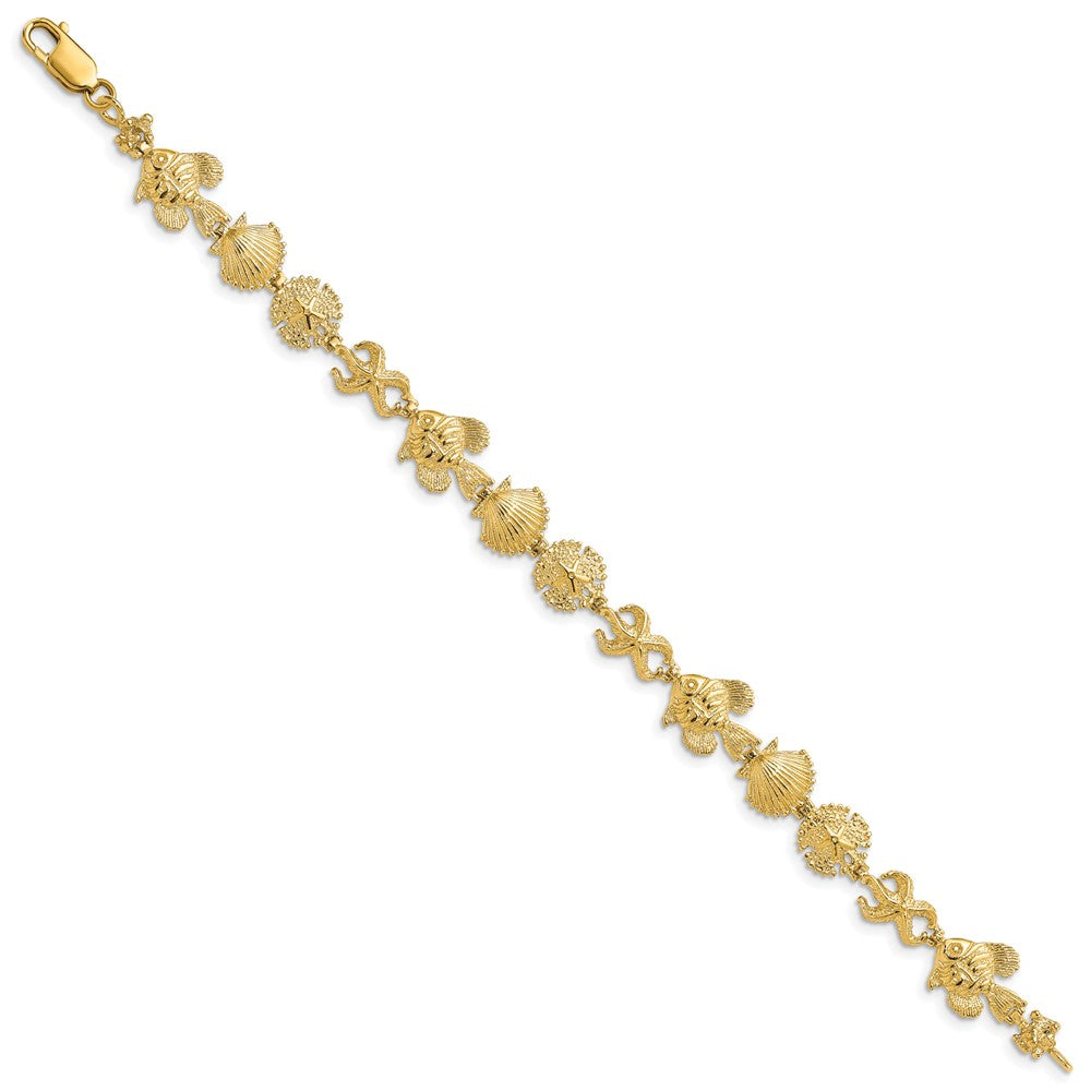 14k Yellow Gold 10.04 mm Sea Life Bracelet (7.82 grams)