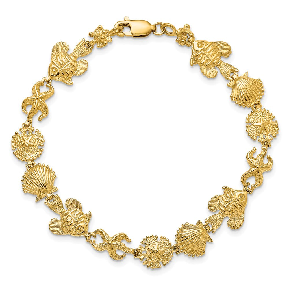 14k Yellow Gold 10.04 mm Sea Life Bracelet (7.82 grams)