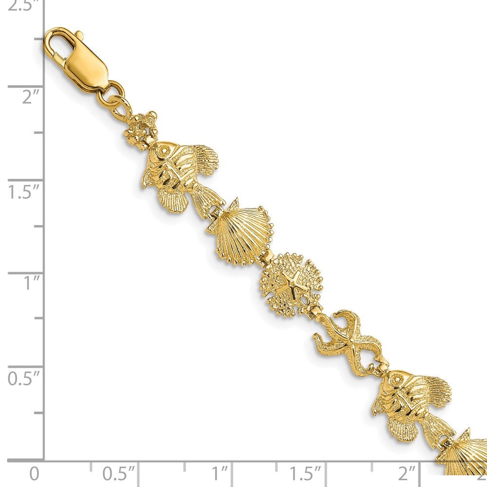 14k Yellow Gold 10.04 mm Sea Life Bracelet (7.82 grams)