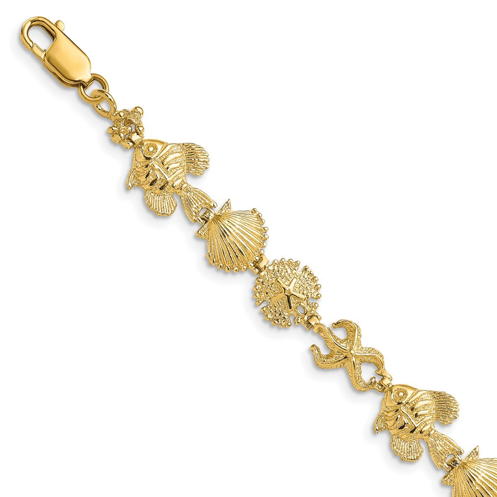 14k Yellow Gold 10.04 mm Sea Life Bracelet (7.82 grams)