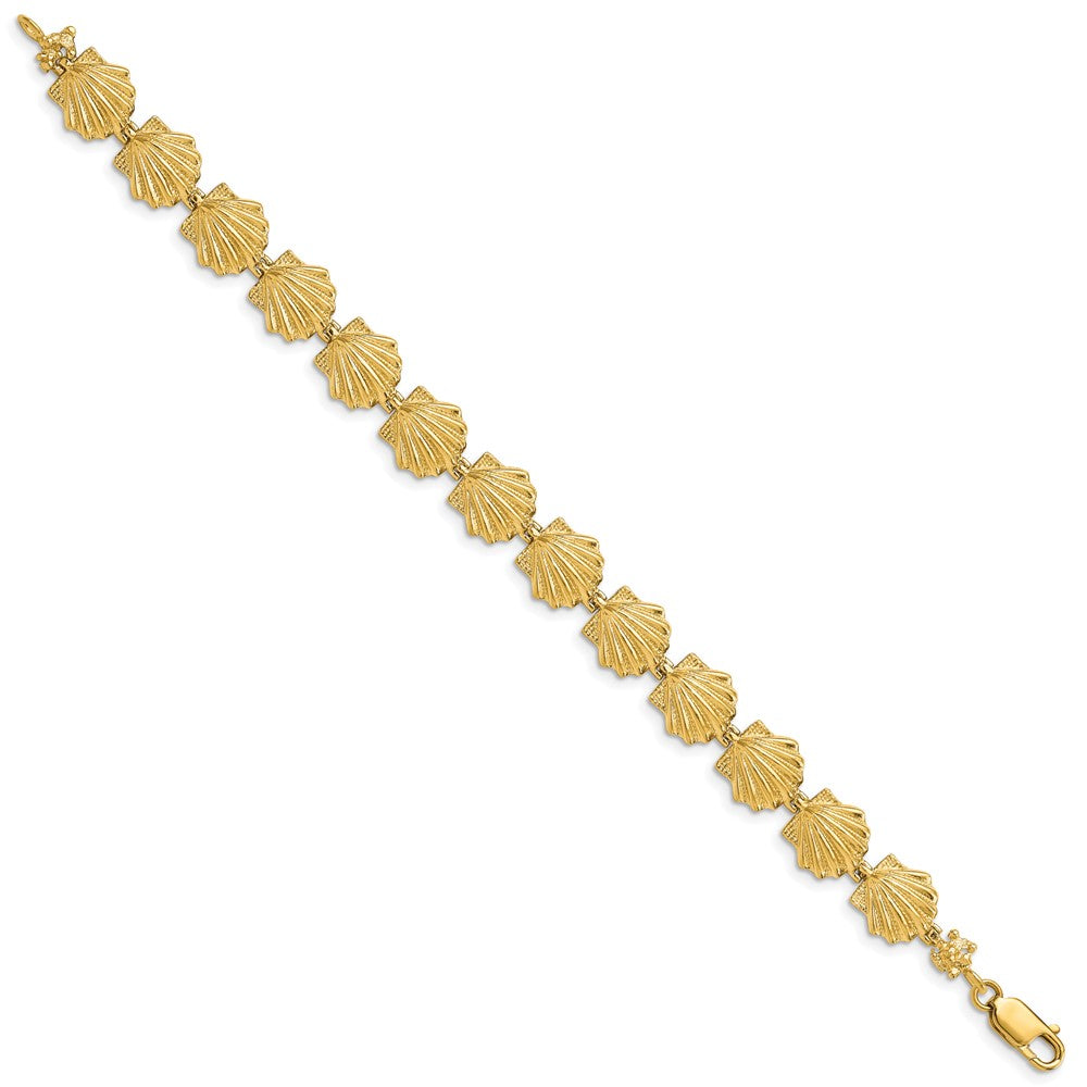 14k Yellow Gold 9.5 mm Scallop Shell Bracelet (10.14 grams)