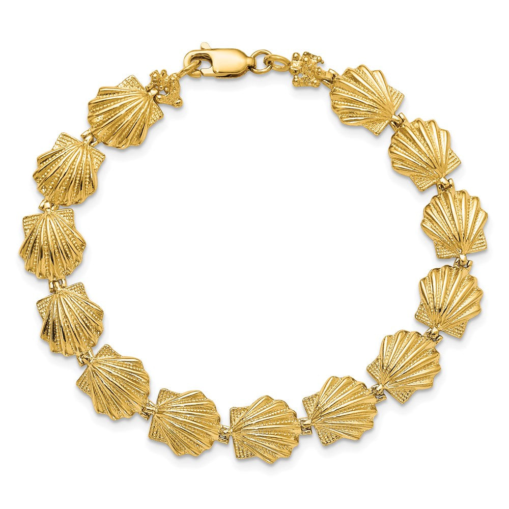 14k Yellow Gold 9.5 mm Scallop Shell Bracelet (10.14 grams)