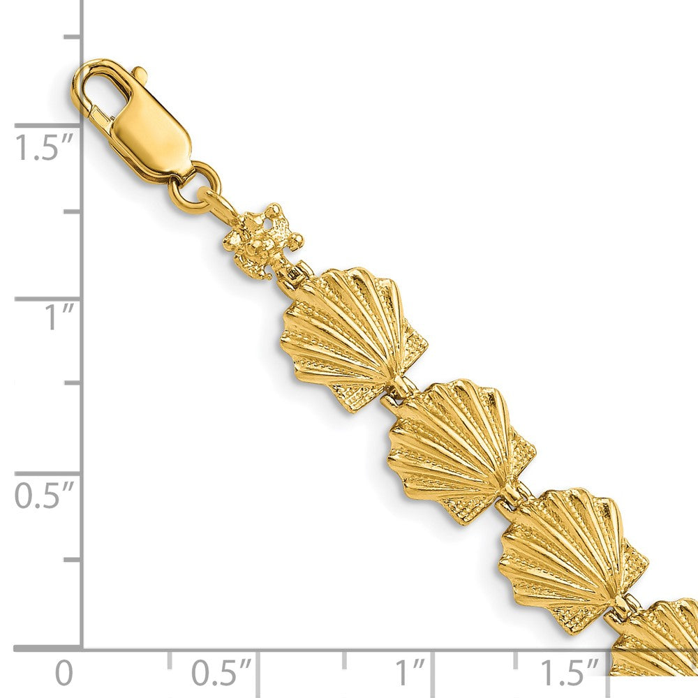 14k Yellow Gold 9.5 mm Scallop Shell Bracelet (10.14 grams)