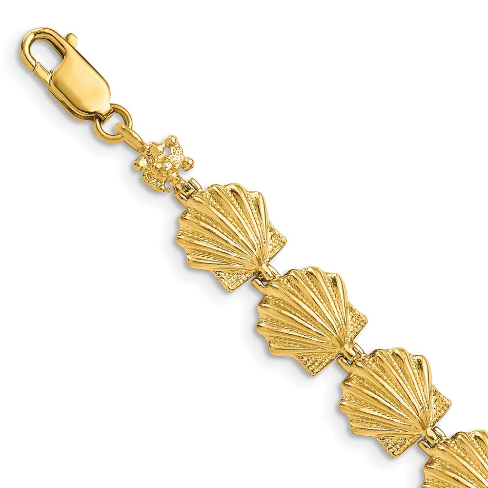 14k Yellow Gold 9.5 mm Scallop Shell Bracelet (10.14 grams)