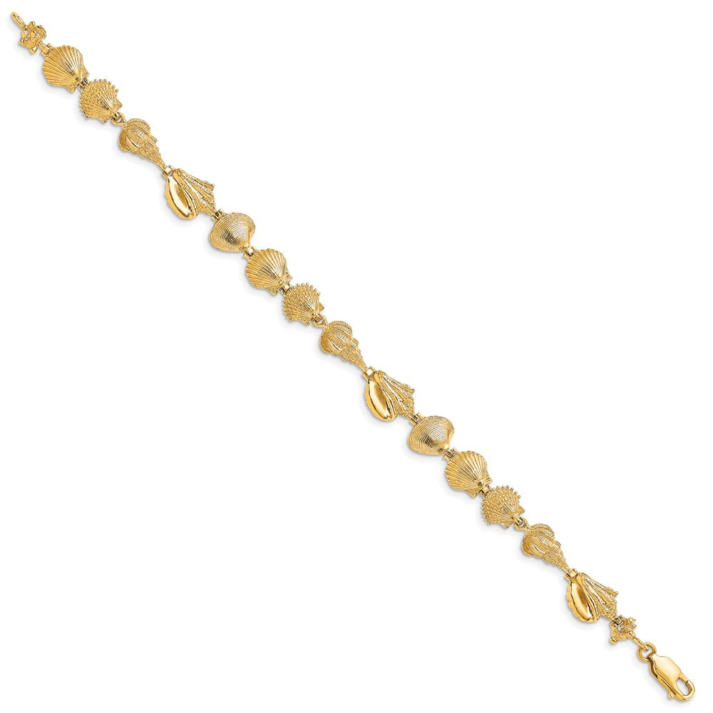 14k Yellow Gold 8.91 mm Sea Shells Bracelet (10.51 grams)