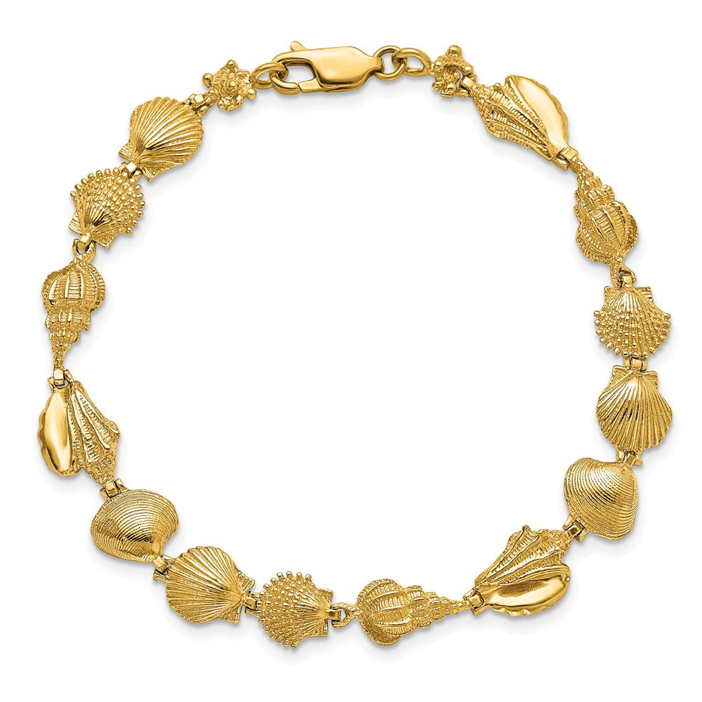 14k Yellow Gold 8.91 mm Sea Shells Bracelet (10.51 grams)