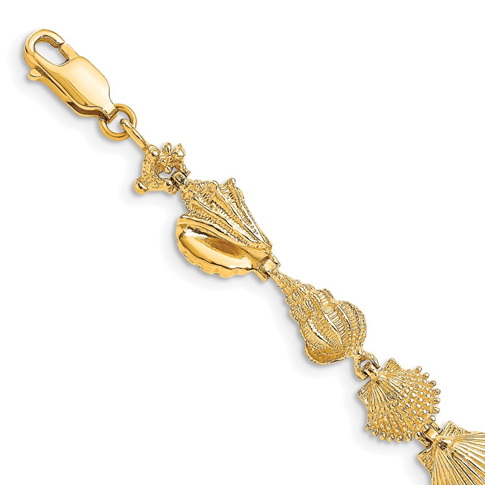 14k Yellow Gold 8.91 mm Sea Shells Bracelet (10.51 grams)